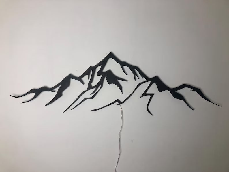 Arte murale a LED in metallo di montagna: decorazione naturale, effetto ombra 3D