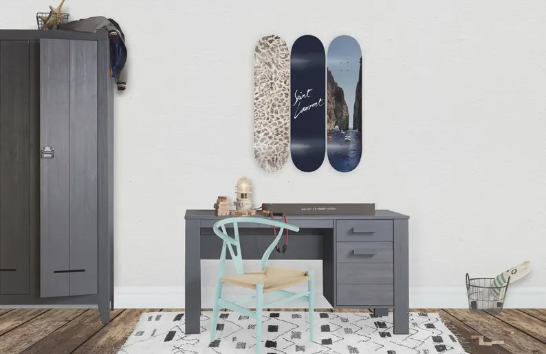 Quadri da parete con skateboard, set di 3 tavole, decorazione per la casa.