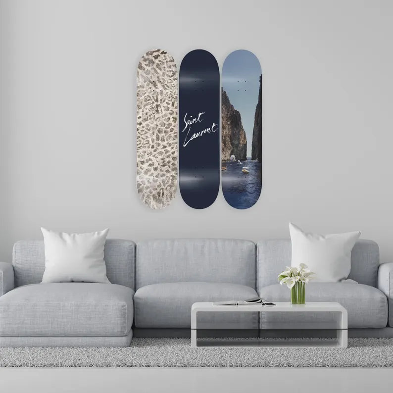 Quadri da parete con skateboard, set di 3 tavole, decorazione per la casa.