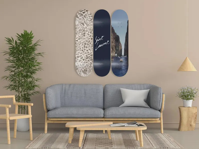 Quadri da parete con skateboard, set di 3 tavole, decorazione per la casa.